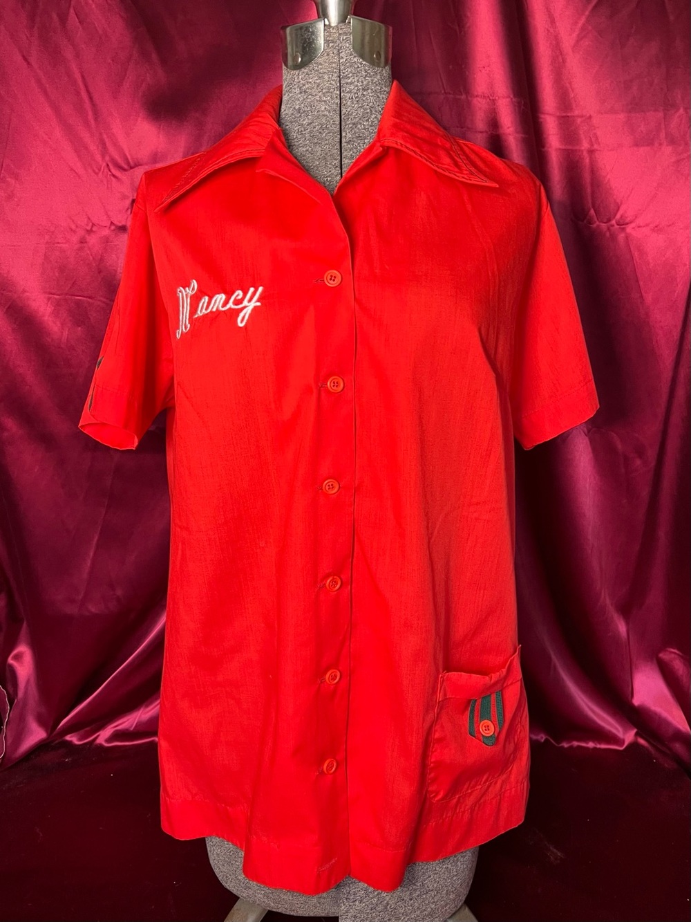 King Louie Red Short-Sleeve Button-Up Women’s Bowling Shirt